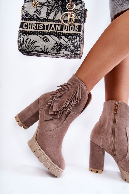 Zamszowe Botki Na Platformie Lewski Shoes 3251 Cappucino