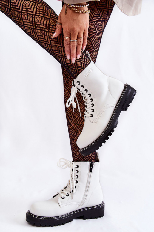 Women's Boots On The Platform Big Star KK274539 White Women's Boots On The Platform Big Star KK274539 White