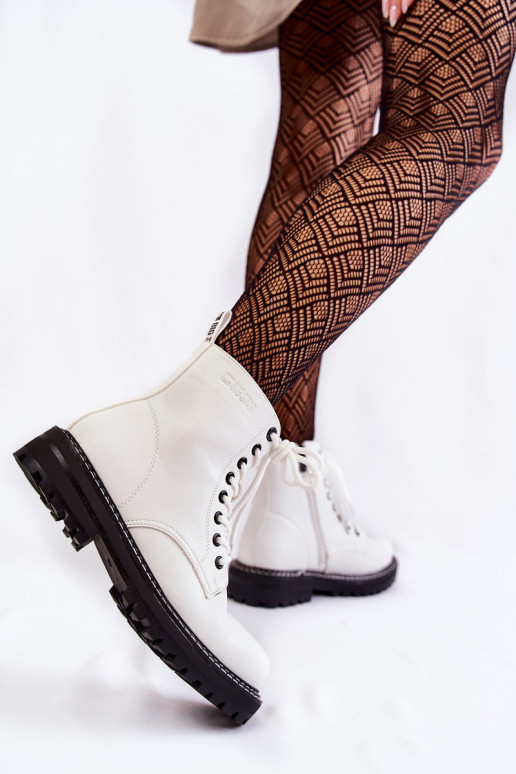 Women's Boots On The Platform Big Star KK274539 White Women's Boots On The Platform Big Star KK274539 White