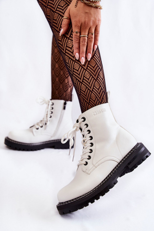 Women's Boots On The Platform Big Star KK274539 White Women's Boots On The Platform Big Star KK274539 White