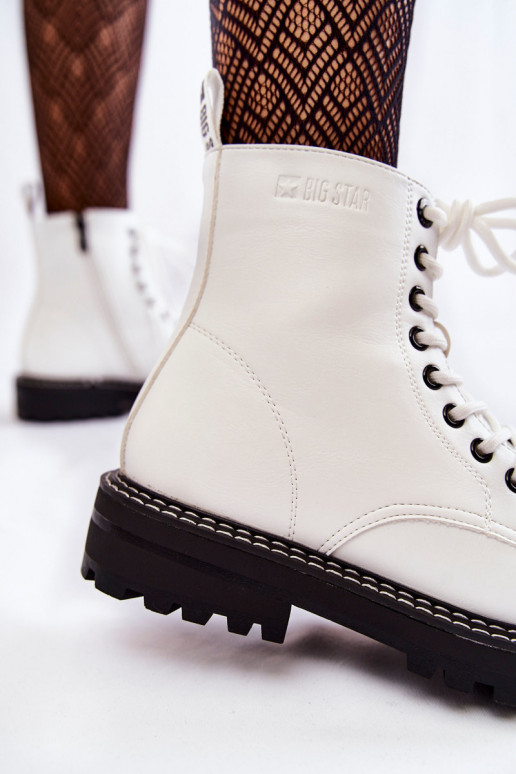 Women's Boots On The Platform Big Star KK274539 White Women's Boots On The Platform Big Star KK274539 White