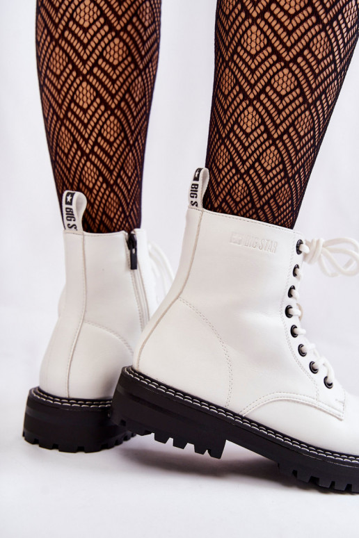 Women's Boots On The Platform Big Star KK274539 White Women's Boots On The Platform Big Star KK274539 White