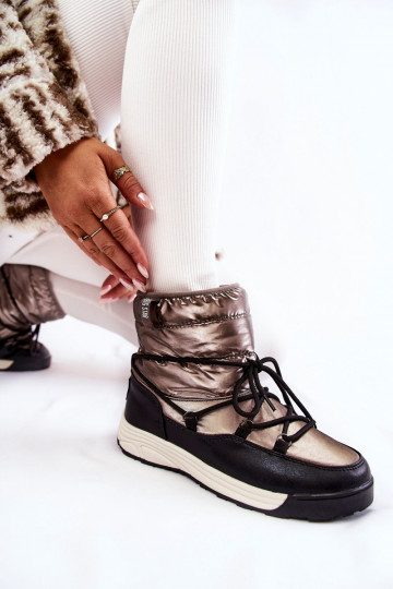 Damskie Śniegowce Memory Foam Big Star KK274275 Srebrno-Czarne