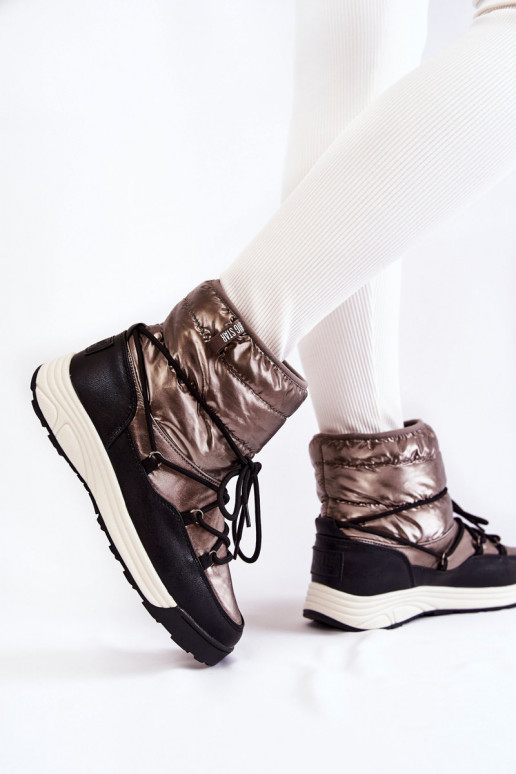 Damskie Śniegowce Memory Foam Big Star KK274275 Srebrno-Czarne