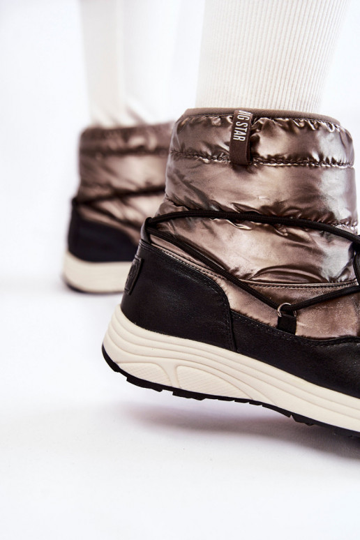 Damskie Śniegowce Memory Foam Big Star KK274275 Srebrno-Czarne