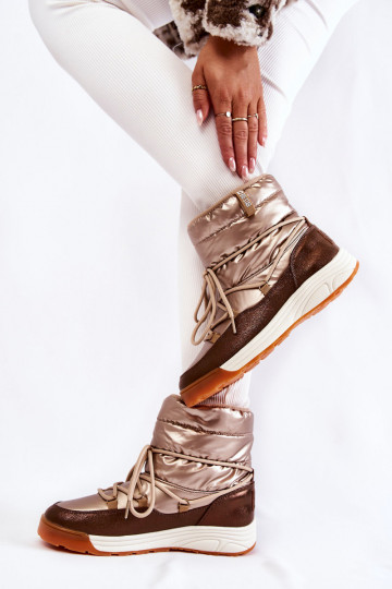 Women's snow boots Memory Foam Big Star KK274276 Gold-Brown 2