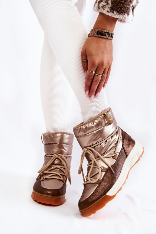 Women's snow boots Memory Foam Big Star KK274276 Gold-Brown Women's snow boots Memory Foam Big Star KK274276 Gold-Brown