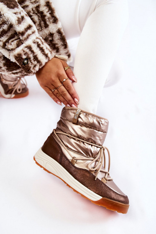 Women's snow boots Memory Foam Big Star KK274276 Gold-Brown Women's snow boots Memory Foam Big Star KK274276 Gold-Brown