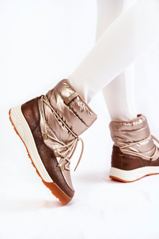 Women's snow boots Memory Foam Big Star KK274276 Gold-Brown Women's snow boots Memory Foam Big Star KK274276 Gold-Brown