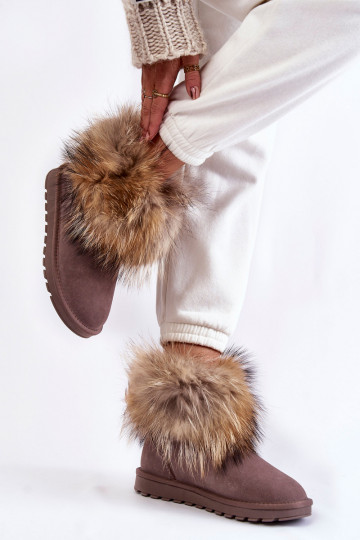 Women's Suede Snow Boots With Fur Grey Alexa 2