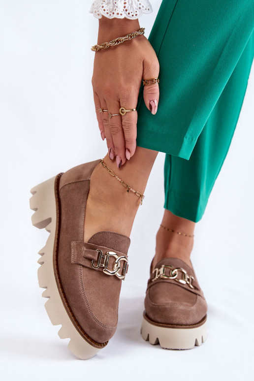 Suede shoes with a Laura Messi decoration 2489 Brown Suede shoes with a Laura Messi decoration 2489 Brown