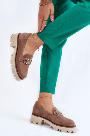Suede shoes with a Laura Messi decoration 2489 Brown 2