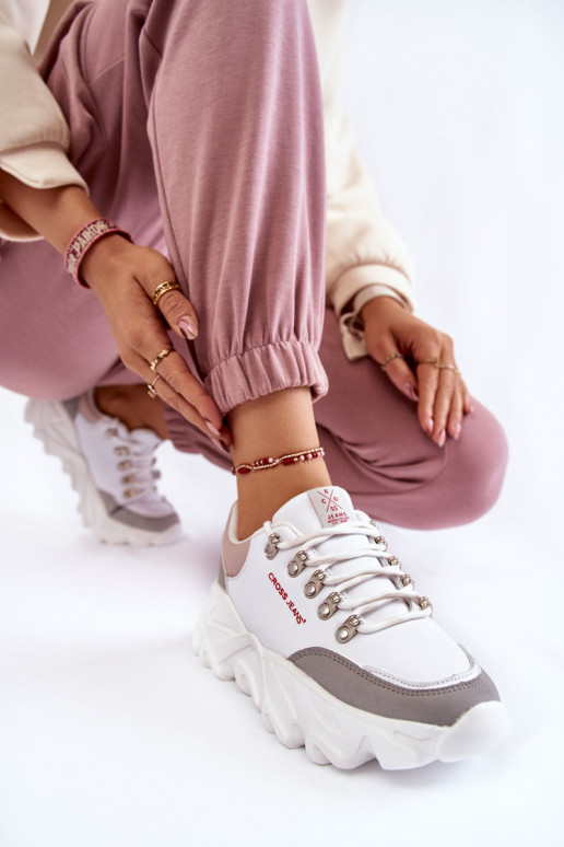 Damskie Sneakersy Na Platformie Cross Jeans KK2R4071C Białe