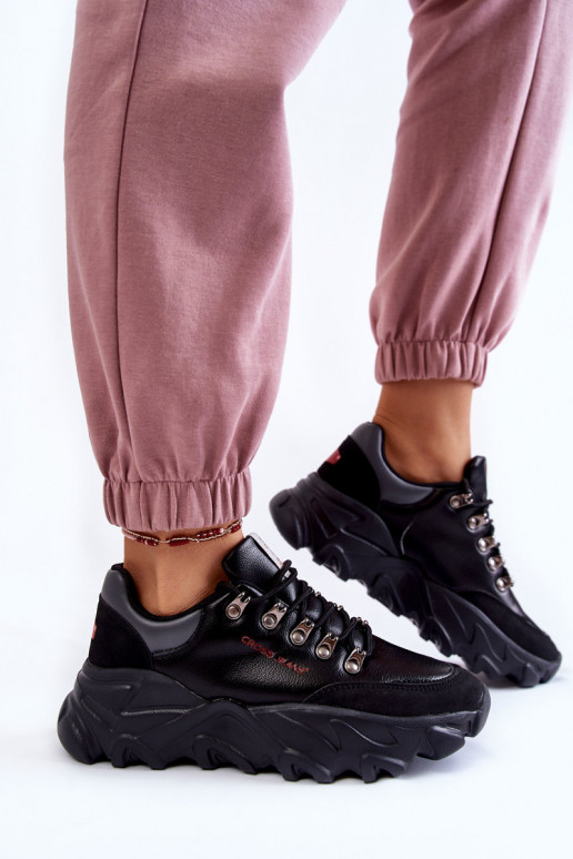 Damskie Sneakersy Na Platformie Cross Jeans KK2R4073C Czarne