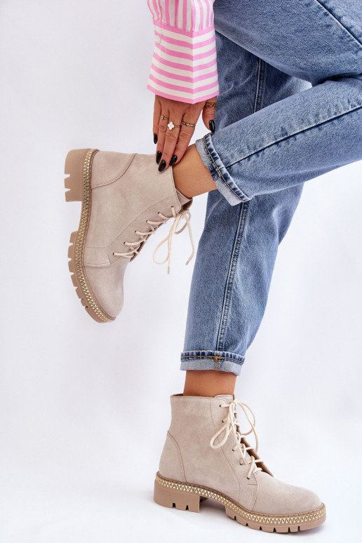 Flat Boots Lewski Shoes 3285 Light beige Flat Boots Lewski Shoes 3285 Light beige