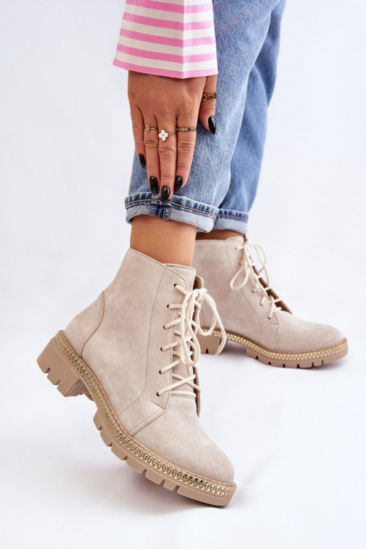 Flat Boots Lewski Shoes 3285 Light beige Flat Boots Lewski Shoes 3285 Light beige