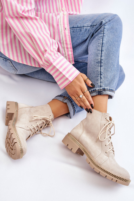 Flat Boots Lewski Shoes 3285 Light beige Flat Boots Lewski Shoes 3285 Light beige