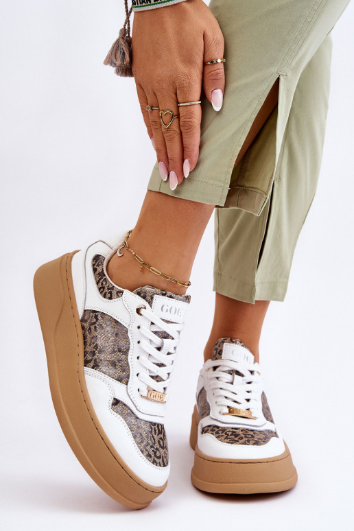 Damskie Wygodne Buty Sportowe GOE LL2N4052 Biało-Beżowe