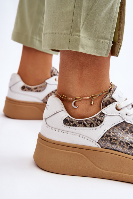 Damskie Wygodne Buty Sportowe GOE LL2N4052 Biało-Beżowe