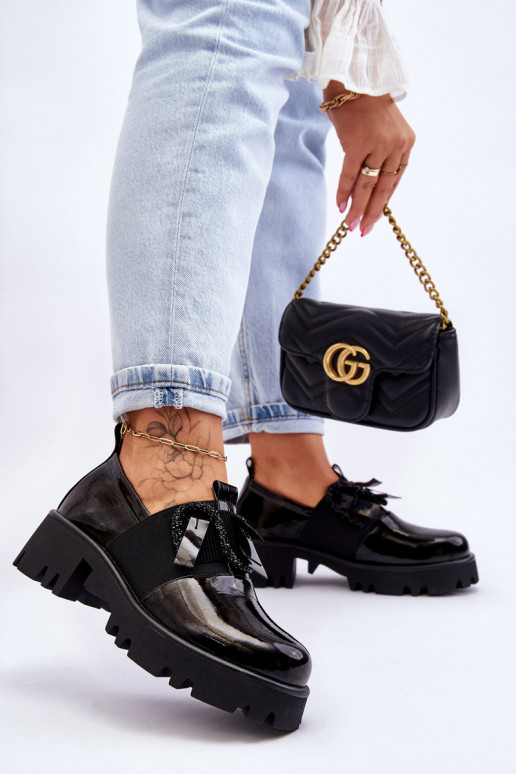 Lacquered Shoes With Ornaments Black Keily Lacquered Shoes With Ornaments Black Keily