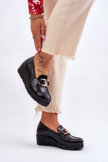 Black Felicita Patent Wedge Loafers 2