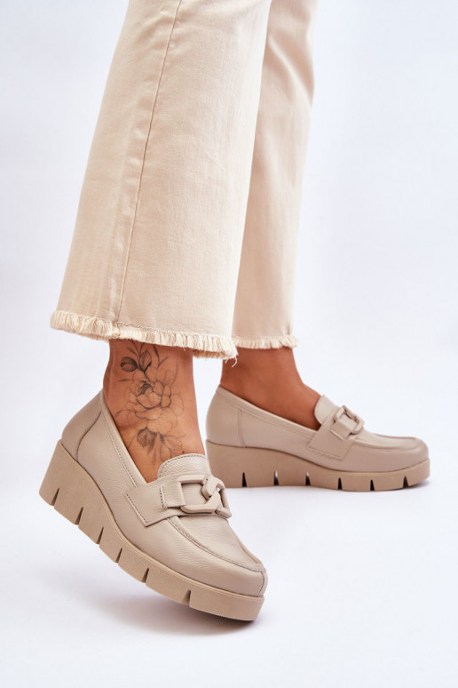 Patent Wedge Loafers Beige Felicita Patent Wedge Loafers Beige Felicita