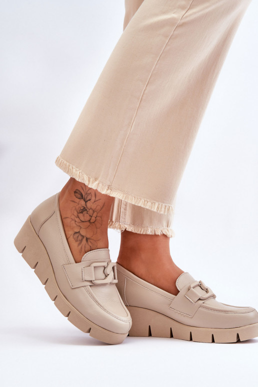 Patent Wedge Loafers Beige Felicita Patent Wedge Loafers Beige Felicita
