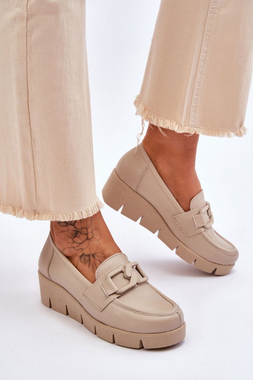 Patent Wedge Loafers Beige Felicita Patent Wedge Loafers Beige Felicita