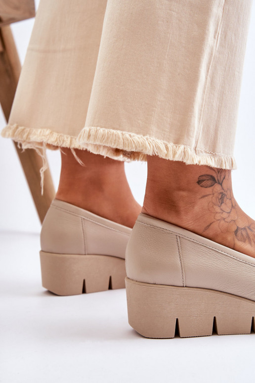 Skórzane Mokasyny Na Koturnie Beżowe Lemar Felicita Skórzane Mokasyny Na Koturnie Beżowe Lemar Felicita