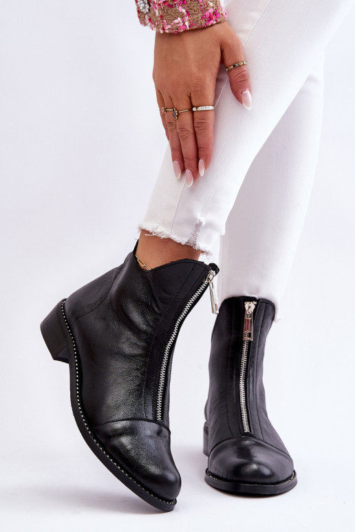 Leather Zipper Boots Nicole 2785/037 Black Leather Zipper Boots Nicole 2785/037 Black