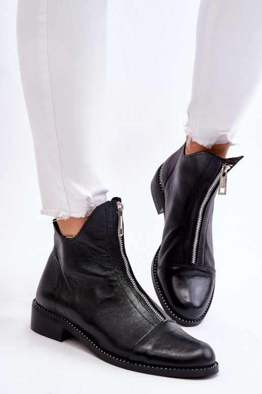 Leather Zipper Boots Nicole 2785/037 Black Leather Zipper Boots Nicole 2785/037 Black
