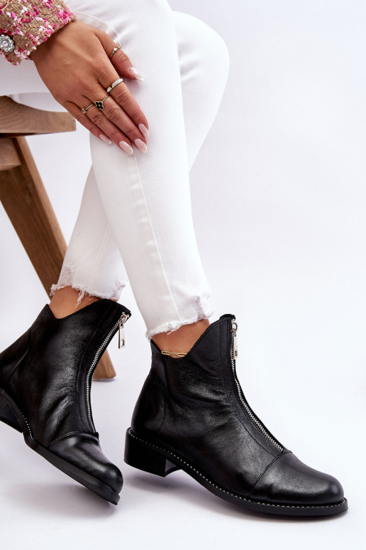Leather Zipper Boots Nicole 2785/037 Black Leather Zipper Boots Nicole 2785/037 Black