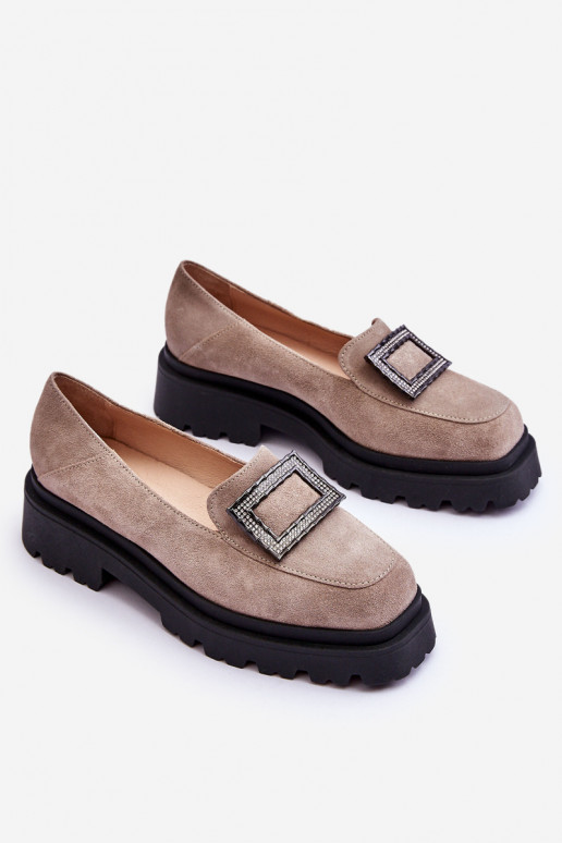 Comfortable Suede Loafers Beige Agathe Comfortable Suede Loafers Beige Agathe