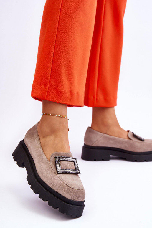 Comfortable Suede Loafers Beige Agathe Comfortable Suede Loafers Beige Agathe