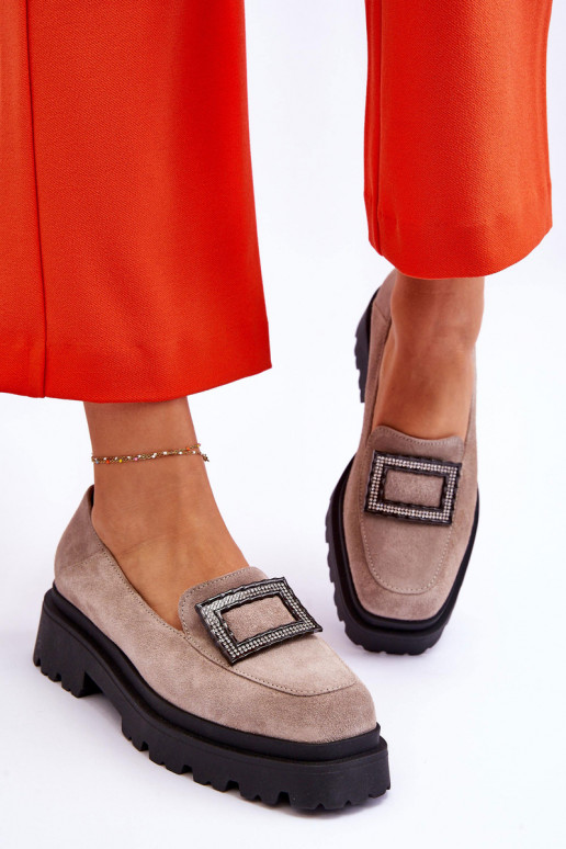 Comfortable Suede Loafers Beige Agathe Comfortable Suede Loafers Beige Agathe