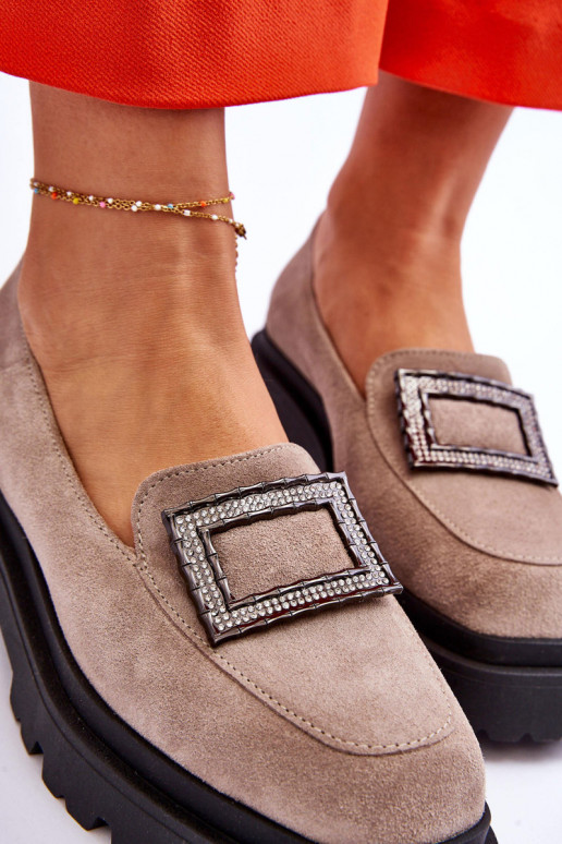 Comfortable Suede Loafers Beige Agathe Comfortable Suede Loafers Beige Agathe