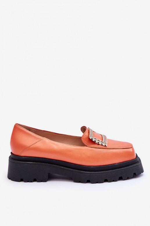 Comfortable Leather Loafers Orange Agathe Comfortable Leather Loafers Orange Agathe