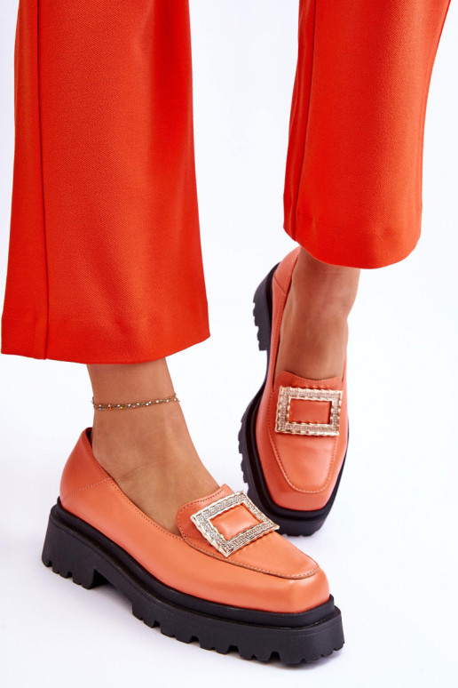 Comfortable Leather Loafers Orange Agathe Comfortable Leather Loafers Orange Agathe