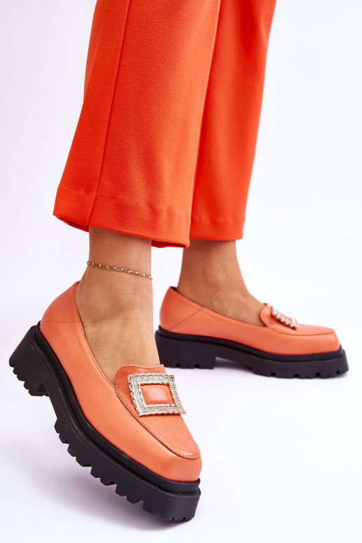 Comfortable Leather Loafers Orange Agathe Comfortable Leather Loafers Orange Agathe