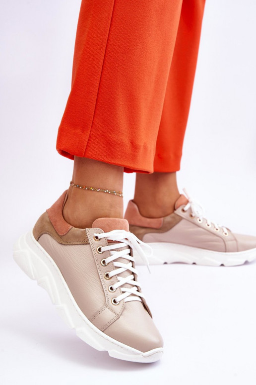 Comfortable Leather Platform Sneakers Beige Alisane Comfortable Leather Platform Sneakers Beige Alisane
