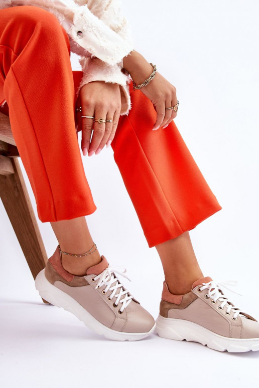 Comfortable Leather Platform Sneakers Beige Alisane Comfortable Leather Platform Sneakers Beige Alisane