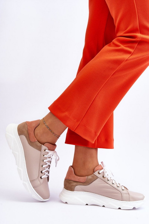 Comfortable Leather Platform Sneakers Beige Alisane Comfortable Leather Platform Sneakers Beige Alisane