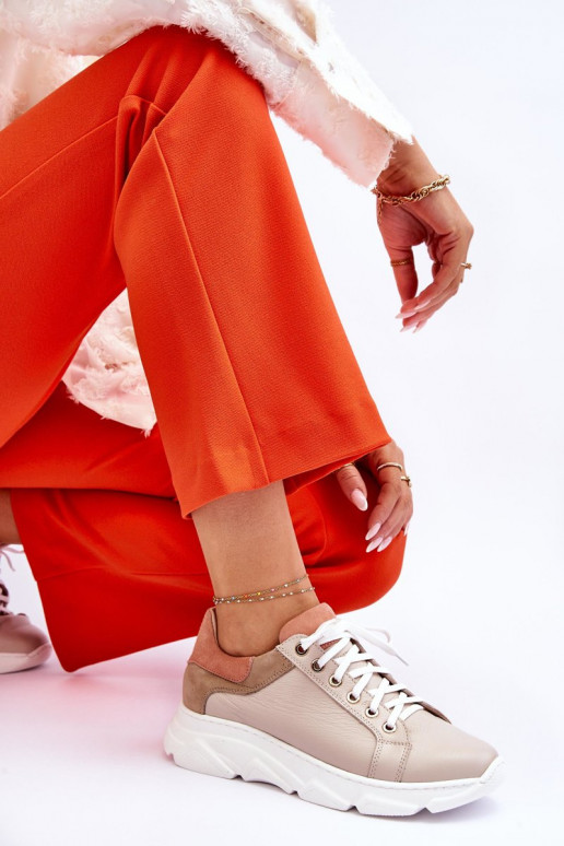 Comfortable Leather Platform Sneakers Beige Alisane Comfortable Leather Platform Sneakers Beige Alisane