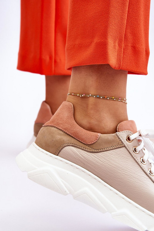 Comfortable Leather Platform Sneakers Beige Alisane Comfortable Leather Platform Sneakers Beige Alisane