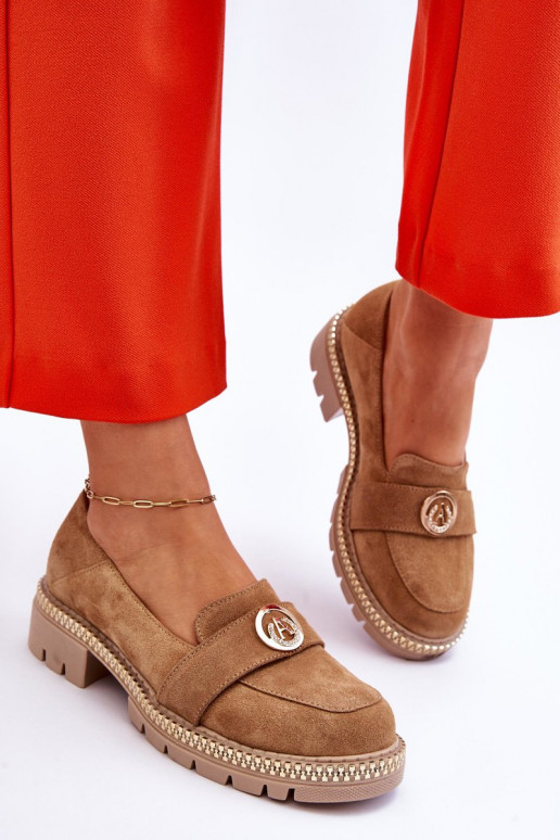 Elegant Suede Loafers Dark Beige Laverne Elegant Suede Loafers Dark Beige Laverne