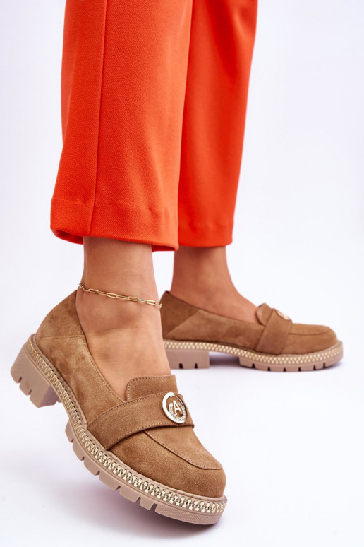 Elegant Suede Loafers Dark Beige Laverne Elegant Suede Loafers Dark Beige Laverne