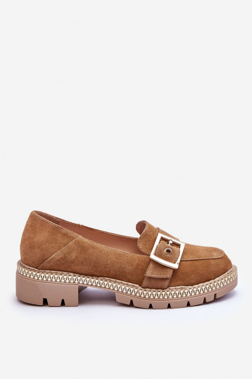 Fashionable Suede Loafers Dark Beige Eloisa Fashionable Suede Loafers Dark Beige Eloisa