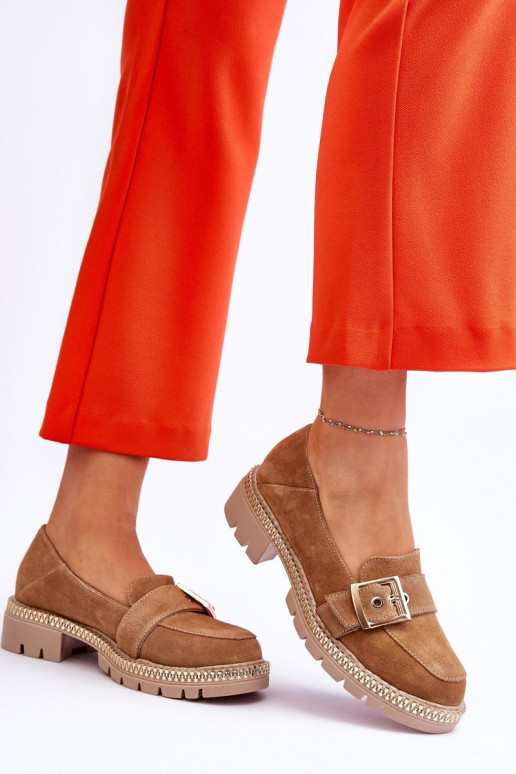 Fashionable Suede Loafers Dark Beige Eloisa Fashionable Suede Loafers Dark Beige Eloisa