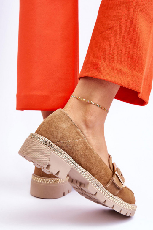 Fashionable Suede Loafers Dark Beige Eloisa Fashionable Suede Loafers Dark Beige Eloisa