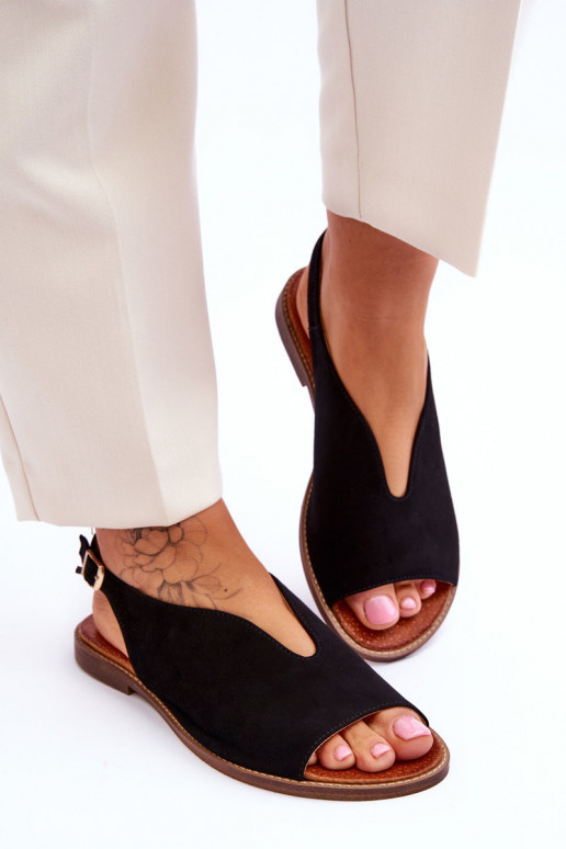 Women's Suede Sandals Lewski Shoes 3220/X Black Women's Suede Sandals Lewski Shoes 3220/X Black